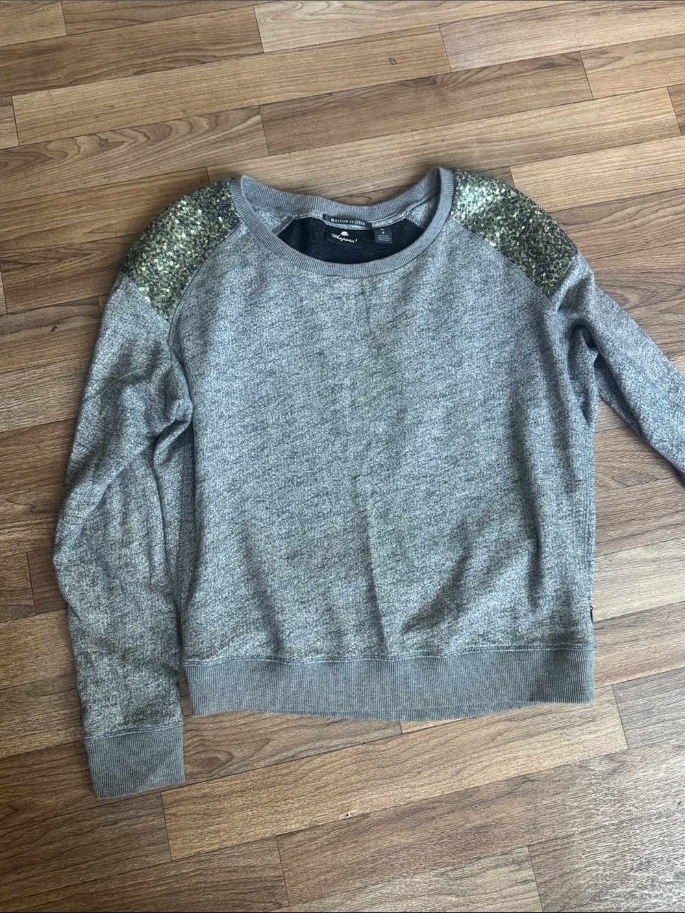 Scotch & Soda Gray Sweatshirt with Gold Sequin Shoulders